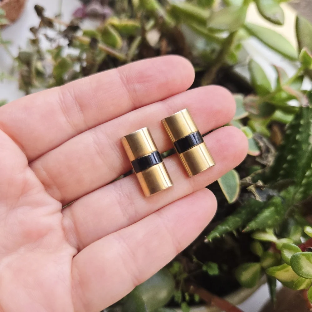Vintage Gold & Black Simple Geometric Cuff Links
